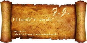 Fliszár Jenő névjegykártya